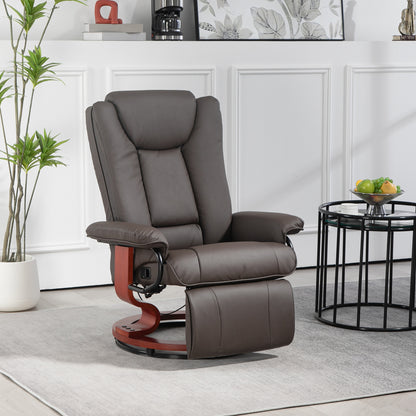 HOMCOM Brown PU Leather Recliner - Swivel & Footrest Comfort