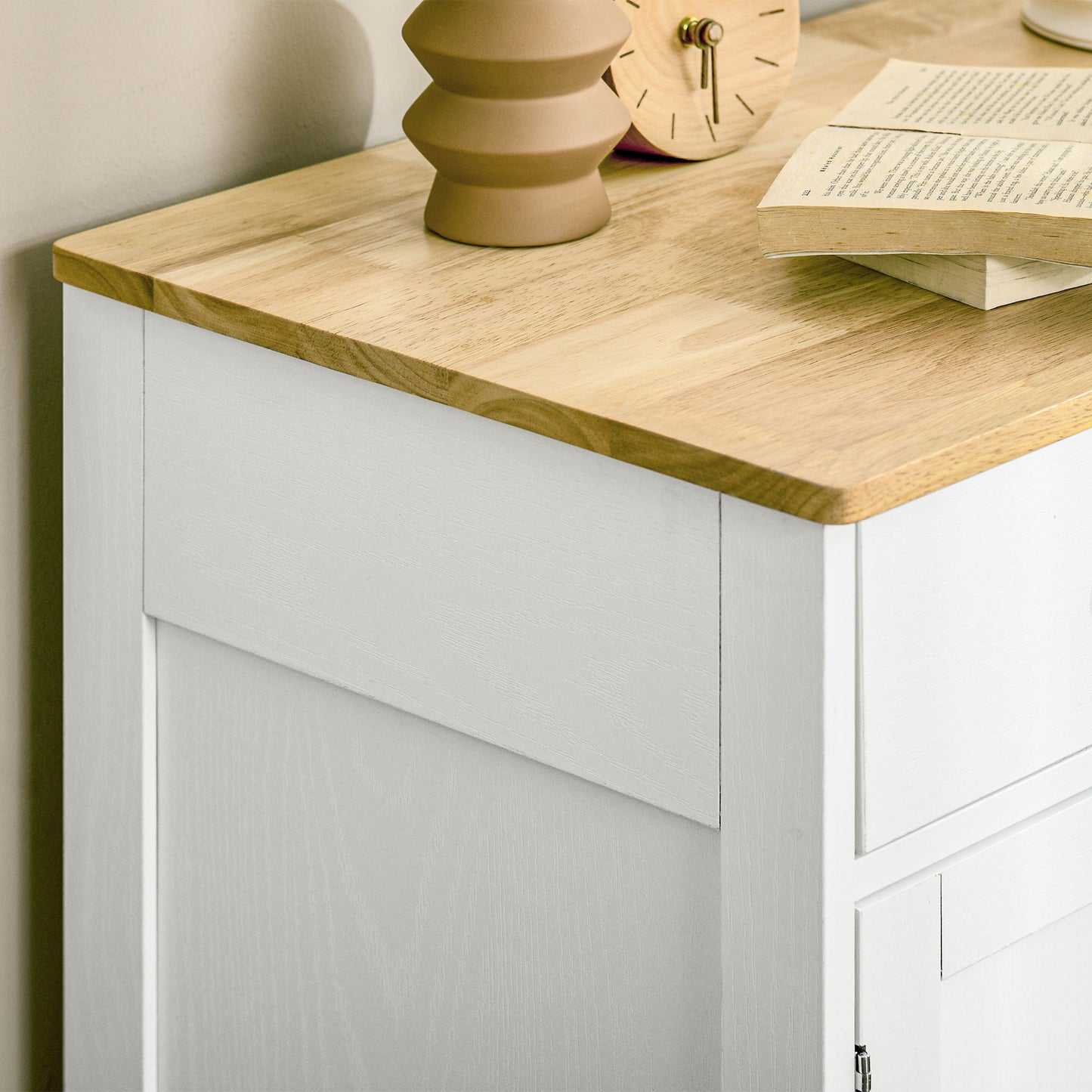 White Wood Buffet Cabinet - 2 Drawers & Adjustable Shelves