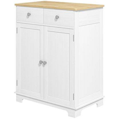 White Wood Buffet Cabinet - 2 Drawers & Adjustable Shelves