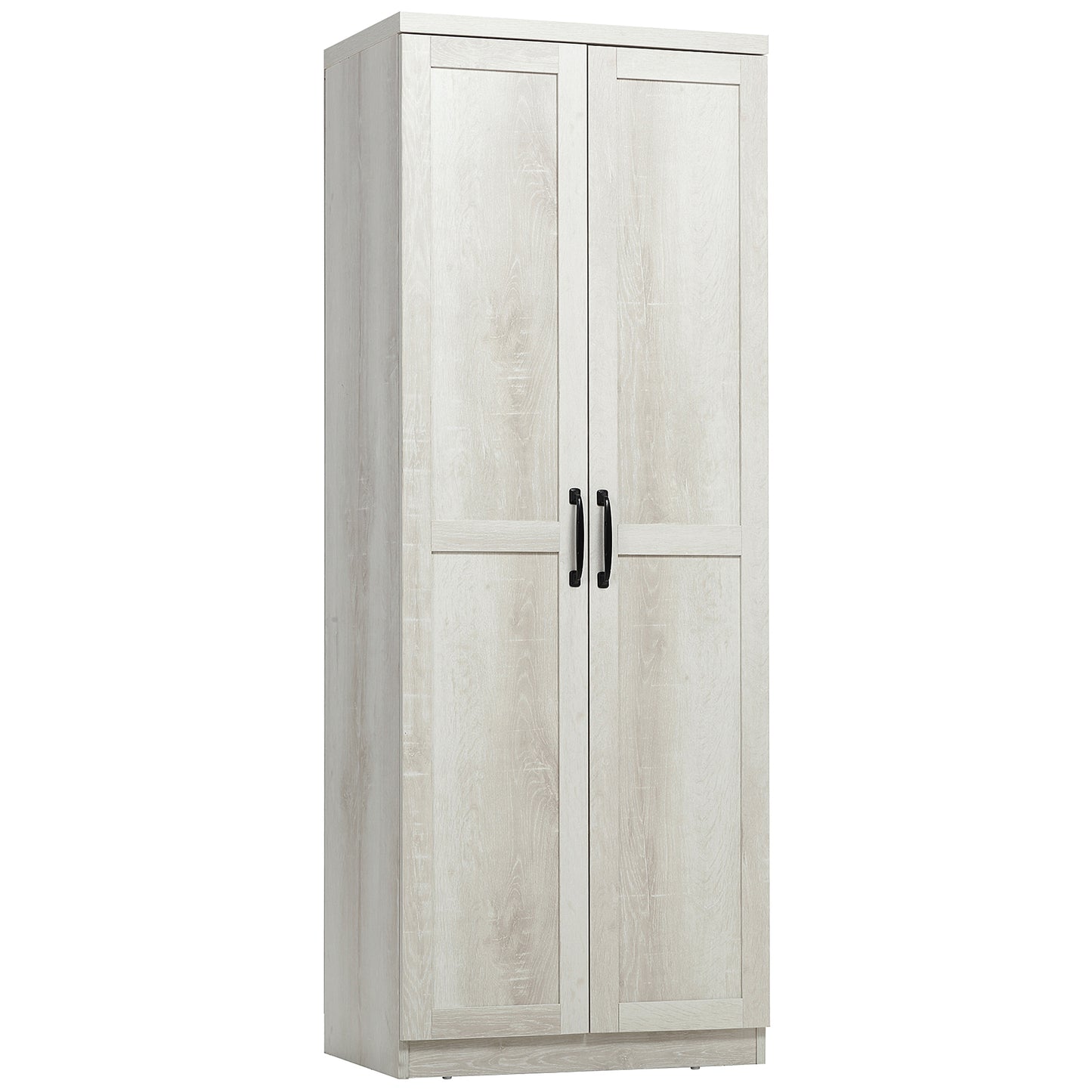 HOMCOM 63" 2-Door Kitchen Pantry, Freestanding Storage Cabinet with 5-tier Shelving and 2 Adjustable Shelves for Dining Room, Antique White