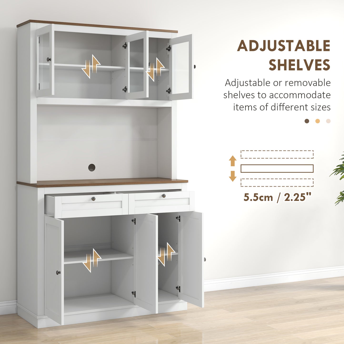 White Kitchen Pantry Cabinet - 70.8" Tall Storage Hutch with Microwave Stand
