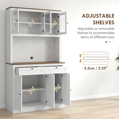 White Kitchen Pantry Cabinet - 70.8" Tall Storage Hutch with Microwave Stand