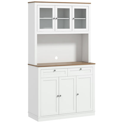 White Kitchen Pantry Cabinet - 70.8" Tall Storage Hutch with Microwave Stand