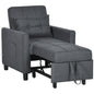 HOMCOM 3-in-1 Convertible Chair Bed, Multi-Functional Single Sofa Bed, Pull Out Sleeper Chair with Adjustable Backrest, Pillow, and Pockets, Gray
