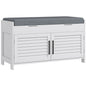 HOMCOM Shoe Bench, Entryway Bench with Shoe Storage, Cushion, Hidden Compartments, Adjustable Shelves and Shutter Doors, 35.4" Shoe Organizer for Entryway, Hallway, Holds Up to 352 lbs., White