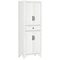 HOMCOM 67" Tall Freestanding Kitchen Pantry Cabinet, 4-Door Storage Cabinet with Drawer and Adjustable Shelves for Dining Room, White