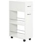 HOMCOM 3- tier Slim Storage Cart, Rolling Narrow Kitchen Cart on Wheels for Small Place, Slide Out Side Utility Cart for Bathroom, Laundry