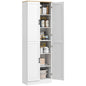 HOMCOM 67" Freestanding Kitchen Pantry, 4-Door Storage Cabinet Organizer with Adjustable Shelves, Kitchen Cabinet with Doors and Shelves, Distressed White