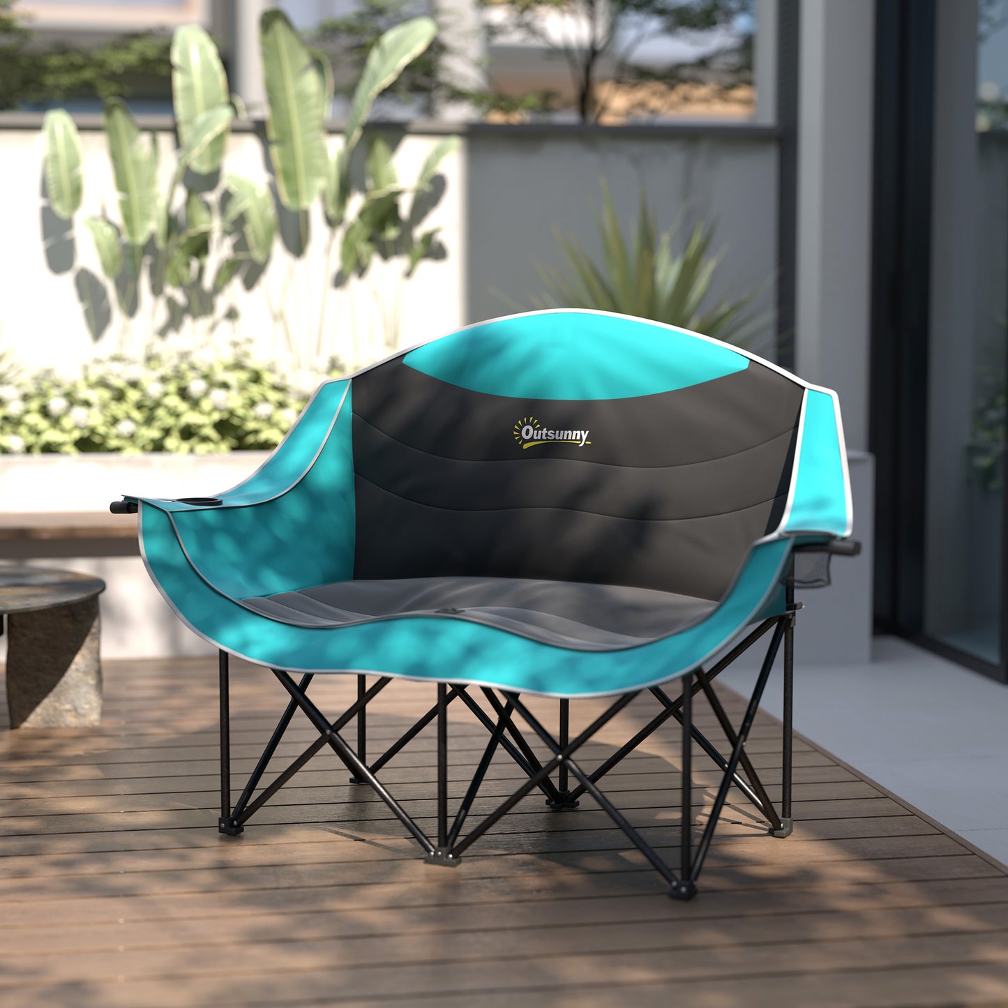 Outsunny Double Loveseat - Padded Camping Chair, Green