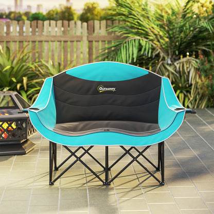 Outsunny Double Loveseat - Padded Camping Chair, Green