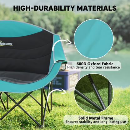 Outsunny Double Loveseat - Padded Camping Chair, Green