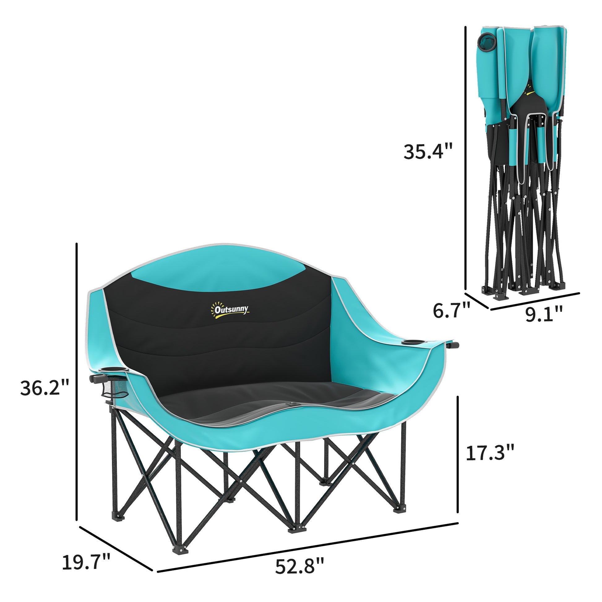 Outsunny Double Loveseat - Padded Camping Chair, Green