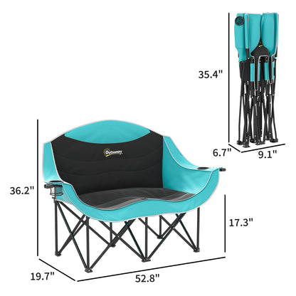 Outsunny Double Loveseat - Padded Camping Chair, Green