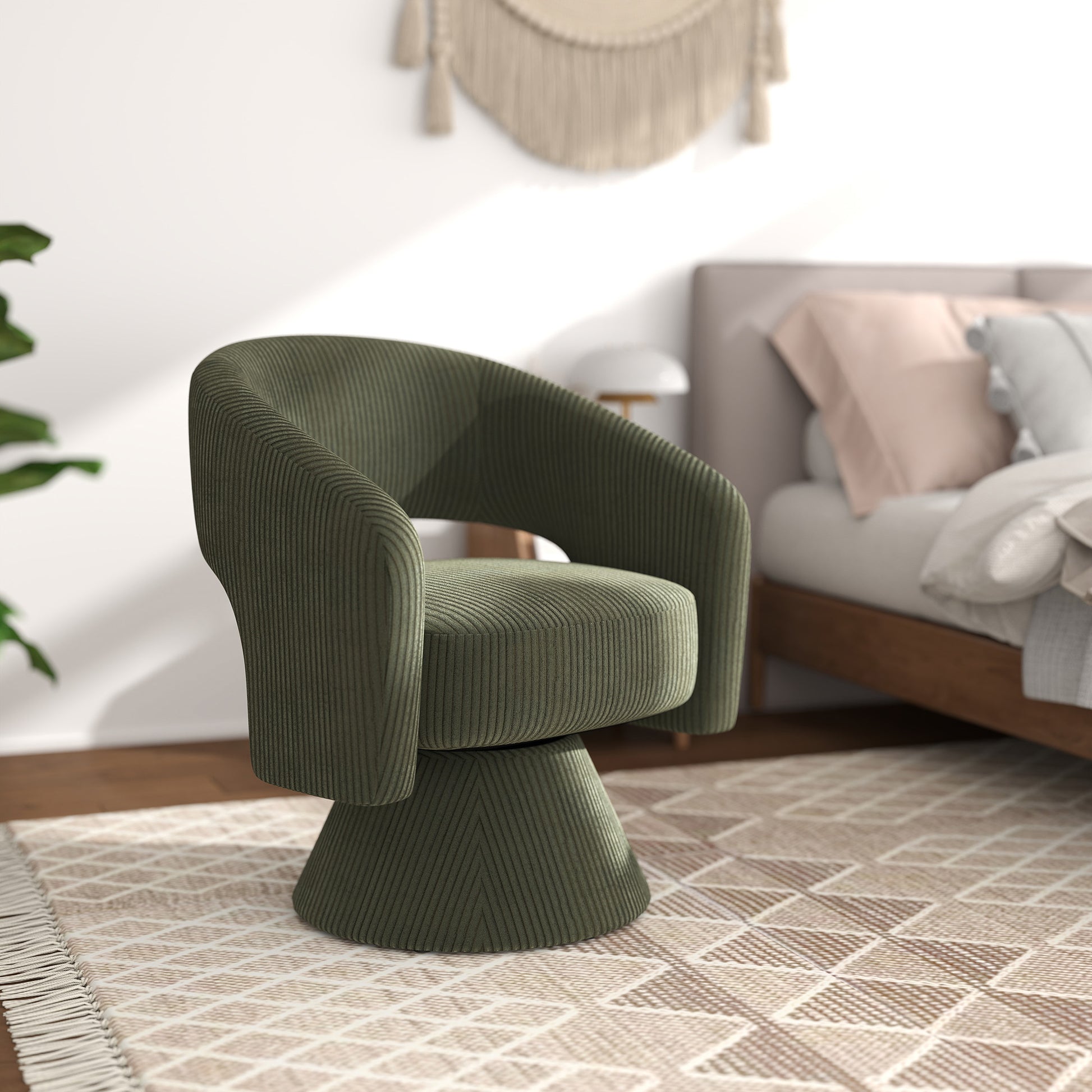 Swivel Barrel Accent Chair - Green, Comfortable Reading Chair