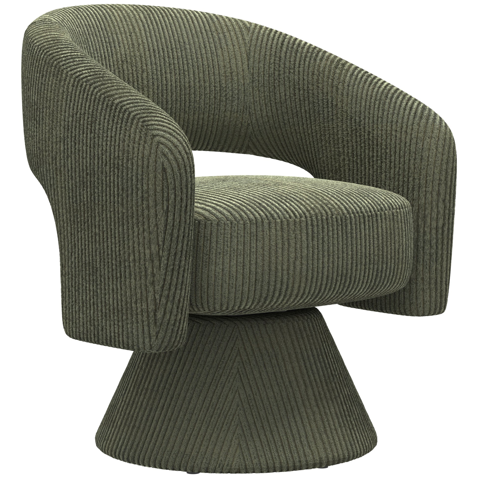 Swivel Barrel Accent Chair, Modern Upholstered Living Room Chair with Thick Padding for Reading, Green