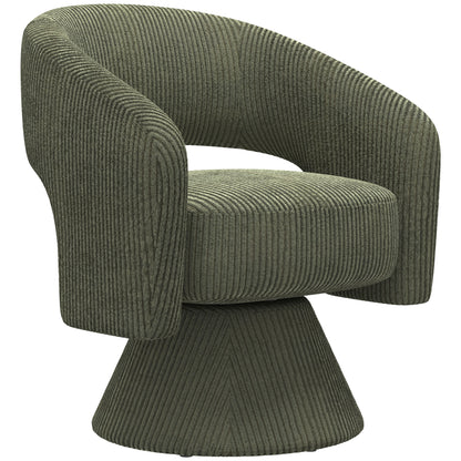 Swivel Barrel Accent Chair, Modern Upholstered Living Room Chair with Thick Padding for Reading, Green
