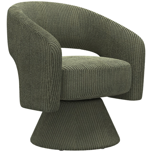 Swivel Barrel Accent Chair, Modern Upholstered Living Room Chair with Thick Padding for Reading, Green