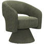 Swivel Barrel Accent Chair, Modern Upholstered Living Room Chair with Thick Padding for Reading, Green