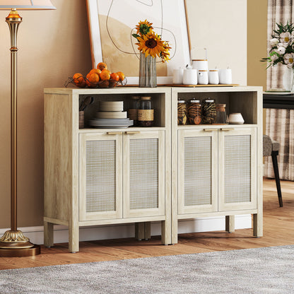 HOMCOM Sideboard Buffet Cabinet - Natural Wood Storage