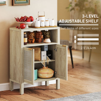 HOMCOM Sideboard Buffet Cabinet - Natural Wood Storage