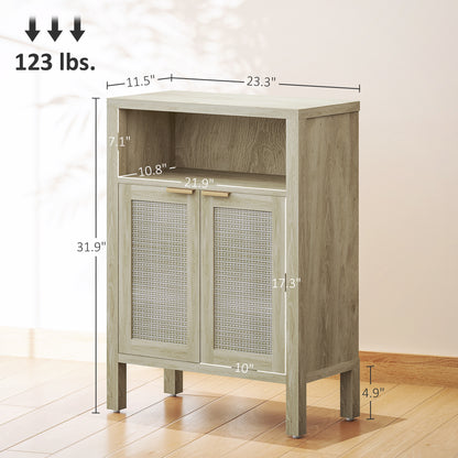 HOMCOM Sideboard Buffet Cabinet - Natural Wood Storage