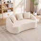 LY-049S Curved Modern Boneless Sofa Loveseat, Backrest Upgrade, 2-Seater Off-White Chenille Compression Couch with 3 Pillows, Minimalist Modular Couches for Living Room, Office, Apartment, Guest Room