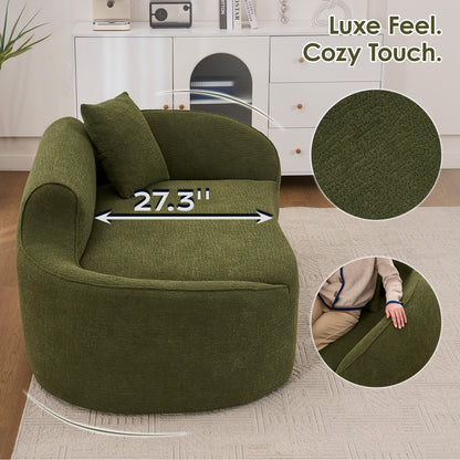 Green Chenille Chaise Longue Sofa Bed for Living Room and Guest