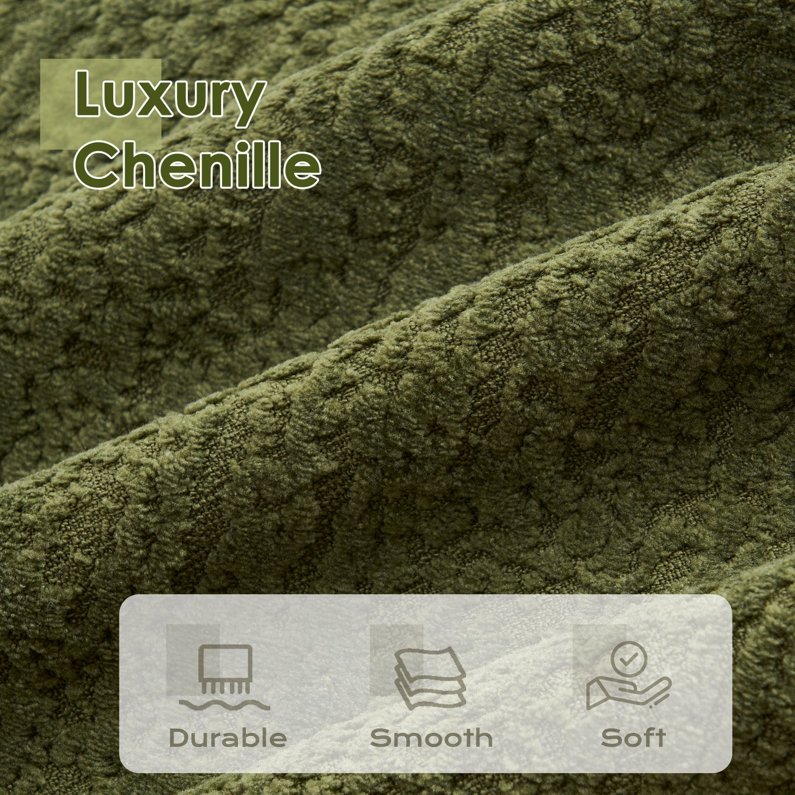 Green Chenille Chaise Longue Sofa Bed for Living Room and Guest