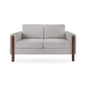 Comfy Mid-century modern loveseat small space 2-seater sofa for living room bedroom or office with walnut legs back pillows teddy fabric in green/white/grey colors