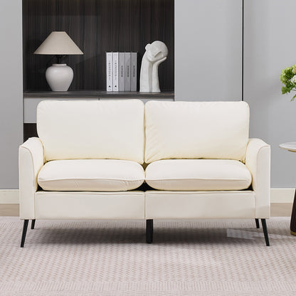 TS Cat paw leather upholstered sofa loveseat,Nordic retro light luxury living room balcony bedroom single casual sofa chair(Cream White)