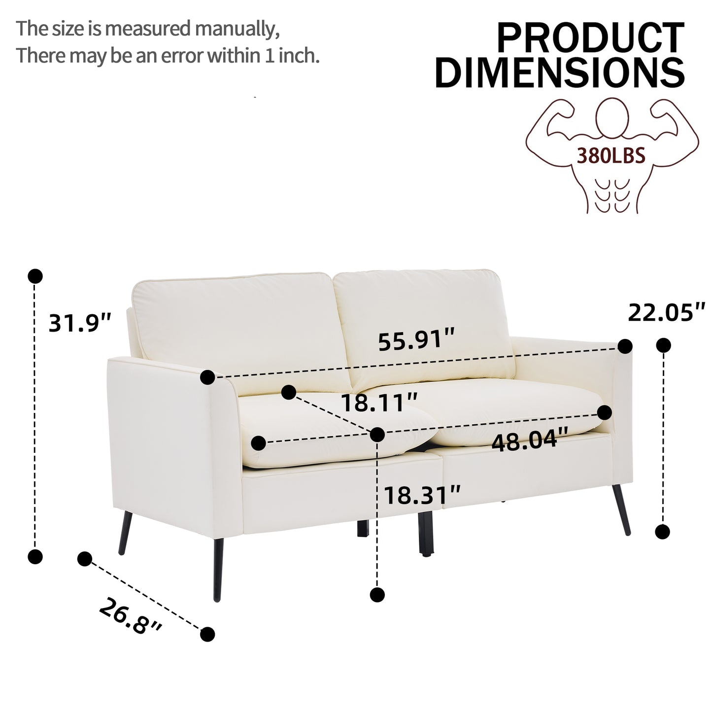 Cream White Faux Leather Sectional Sofa Chair - 4 Seat for Living Room