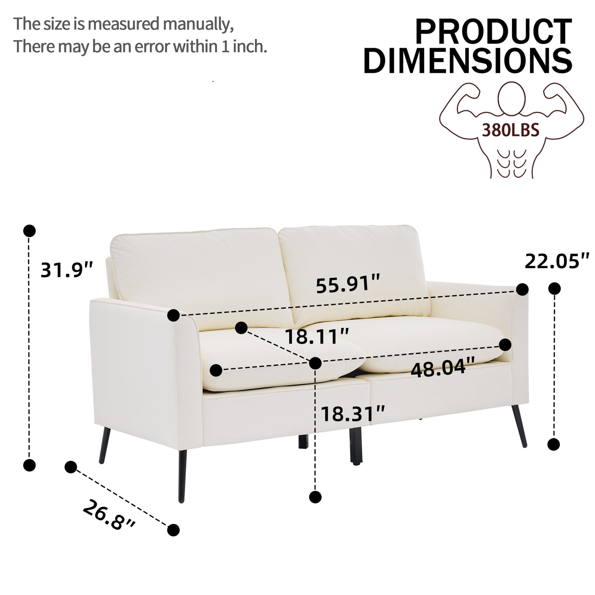 Cream White Faux Leather Sectional Sofa Chair - 4 Seat for Living Room