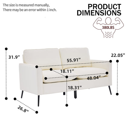 Cream White Faux Leather Sectional Sofa Chair - 4 Seat for Living Room