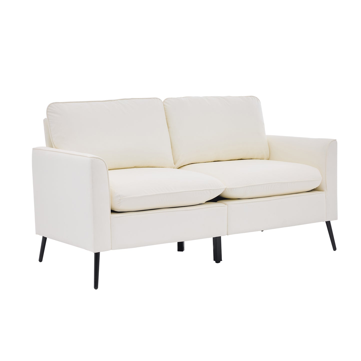 Cream White Faux Leather Sectional Sofa Chair - 4 Seat for Living Room