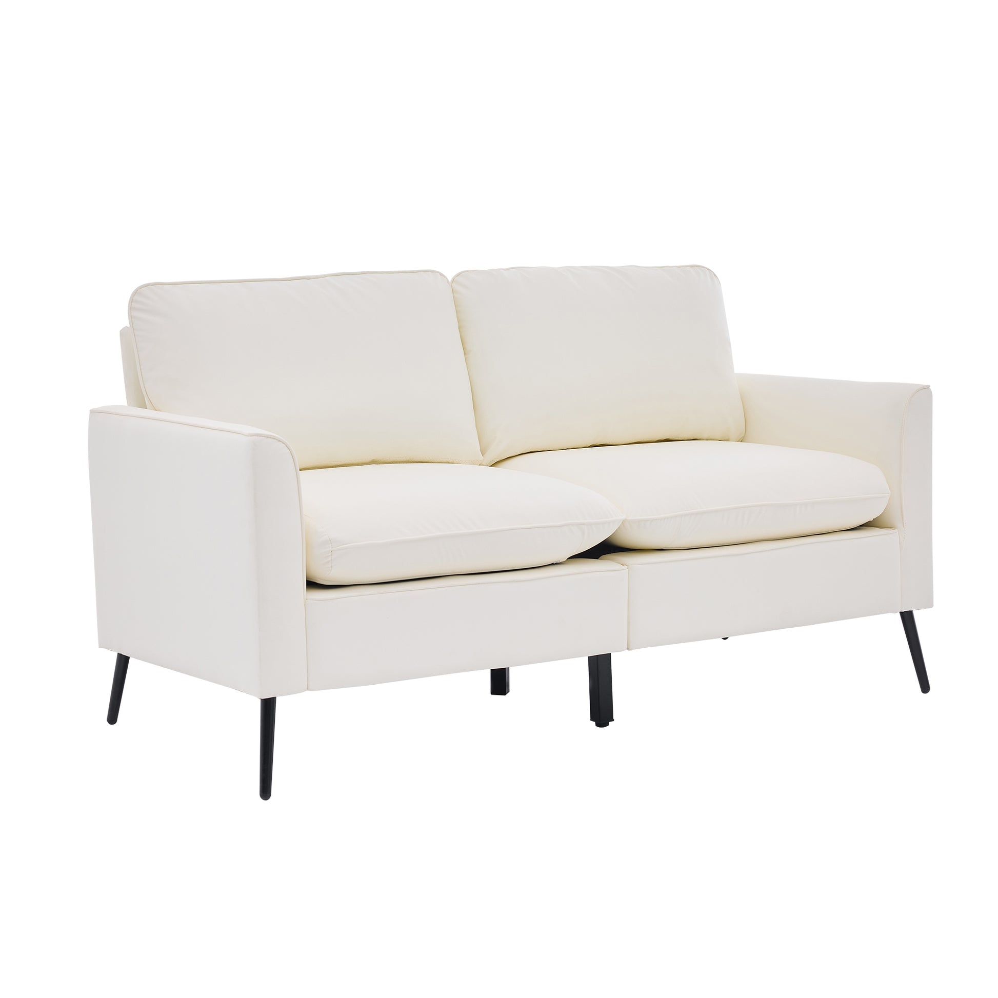 Cream White Faux Leather Sectional Sofa Chair - 4 Seat for Living Room