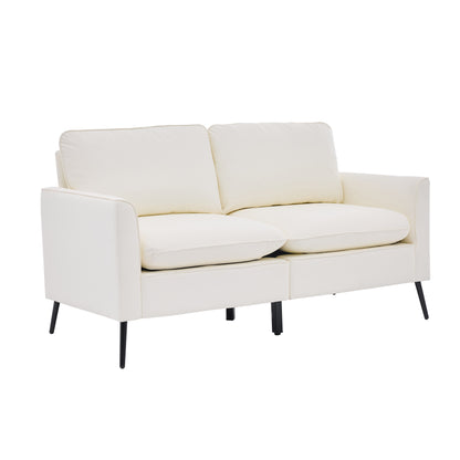 Cream White Faux Leather Sectional Sofa Chair - 4 Seat for Living Room