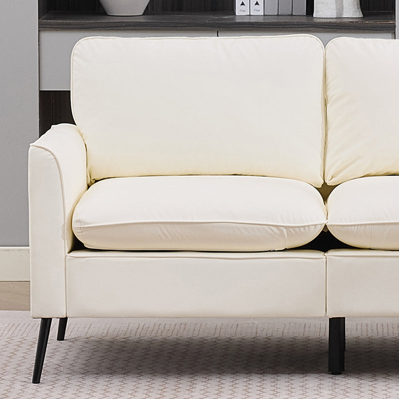 Cream White Faux Leather Sectional Sofa Chair - 4 Seat for Living Room