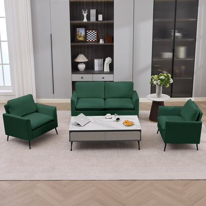 TS Cat paw leather upholstered sofa loveseat,Nordic retro light luxury living room balcony bedroom single casual sofa chair Double sofa + two pack combination(Green)