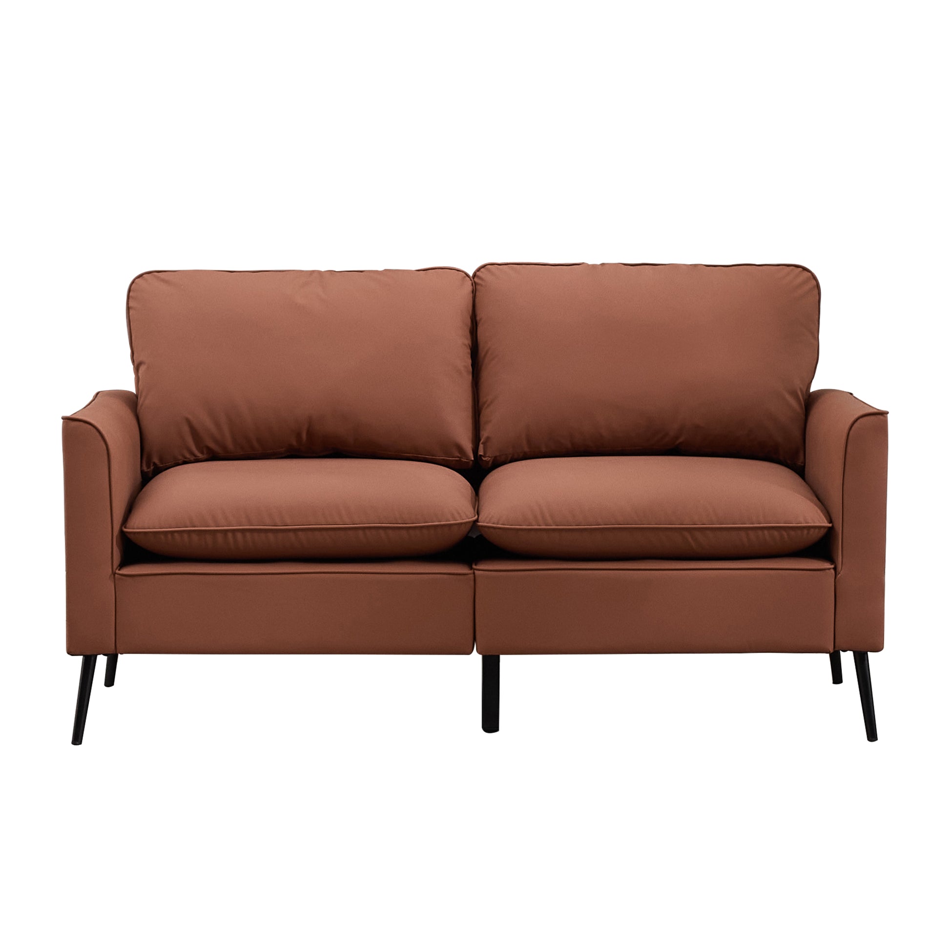Brown Faux Leather Sectional Sofa - 4 Seat Bedroom