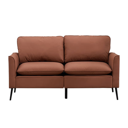 Brown Faux Leather Sectional Sofa - 4 Seat Bedroom