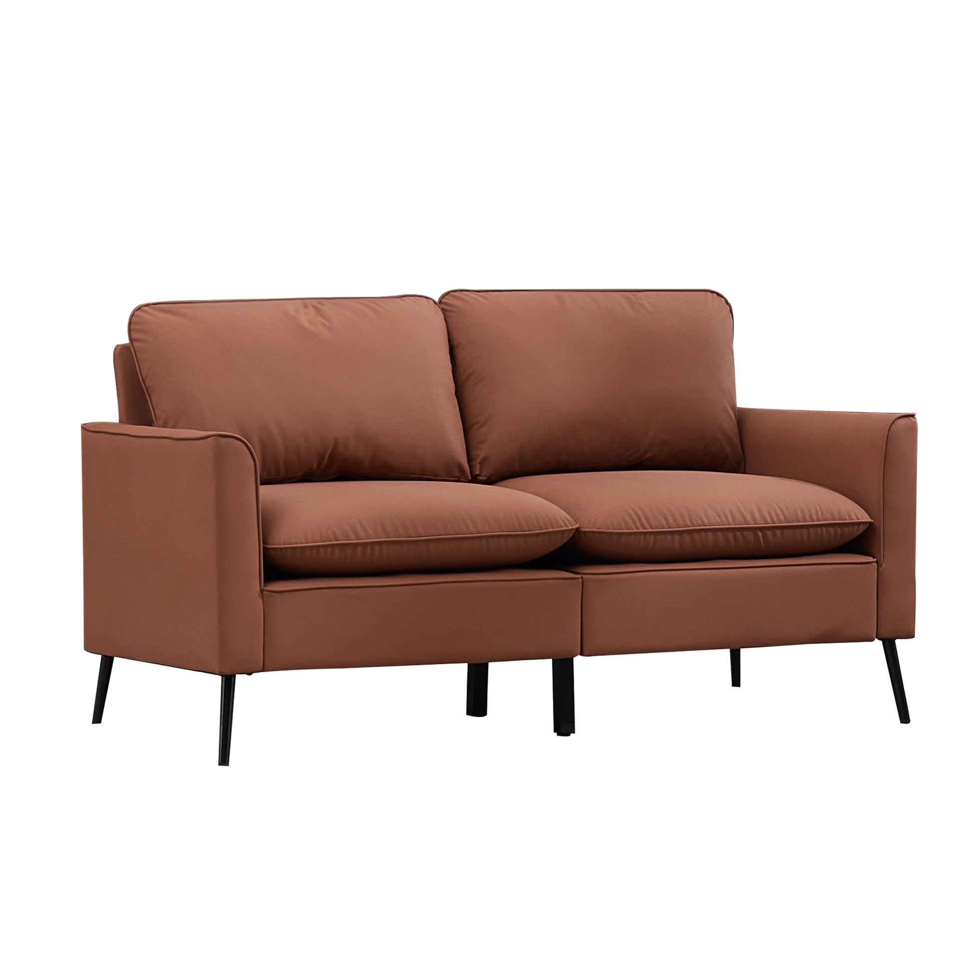 Brown Faux Leather Sectional Sofa - 4 Seat Bedroom