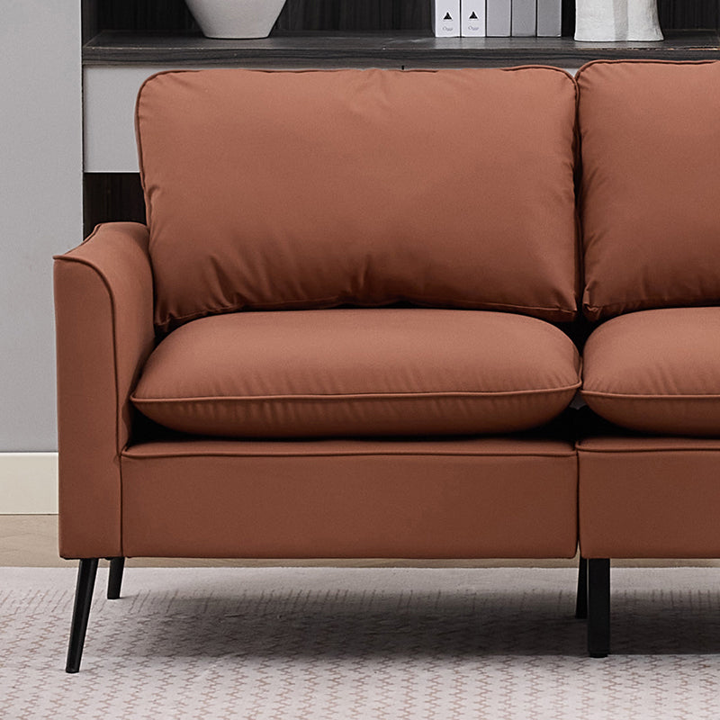 Brown Faux Leather Sectional Sofa - 4 Seat Bedroom