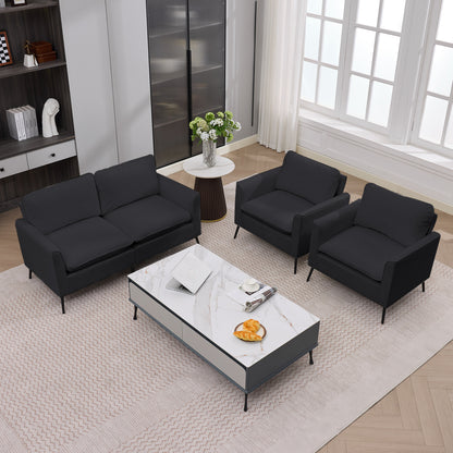 Black Faux Leather Sectional Sofa - 4 Seat Bedroom Chair