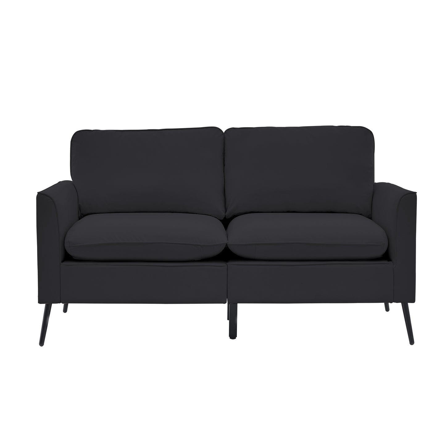 Black Faux Leather Sectional Sofa - 4 Seat Bedroom Chair