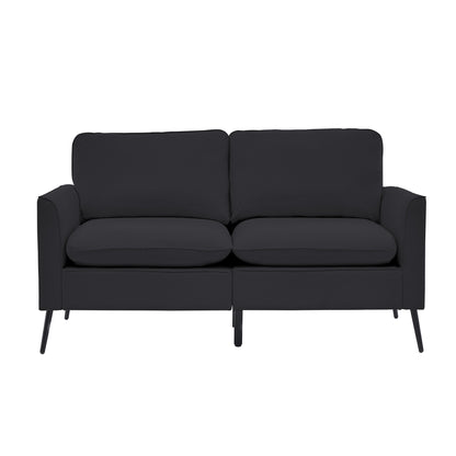Black Faux Leather Sectional Sofa - 4 Seat Bedroom Chair