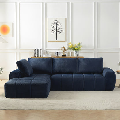 FAUX FUR L-Shape Luxury Sectional Oversized Sofa,Mnimalist Design,Comfy Sleeper Couch for Living Room,Apartment&Reception Spaces,No Assembly Required