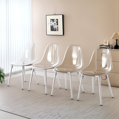 dining chair,set of 4,metal leg,PET plastic seat