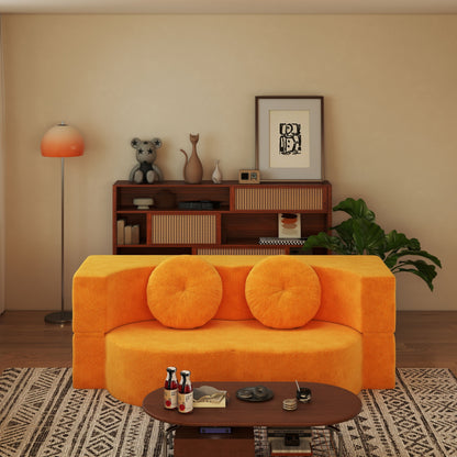 75" Yellow Polyester Loveseat Sofa Bed - Foam Cushion for Living Room