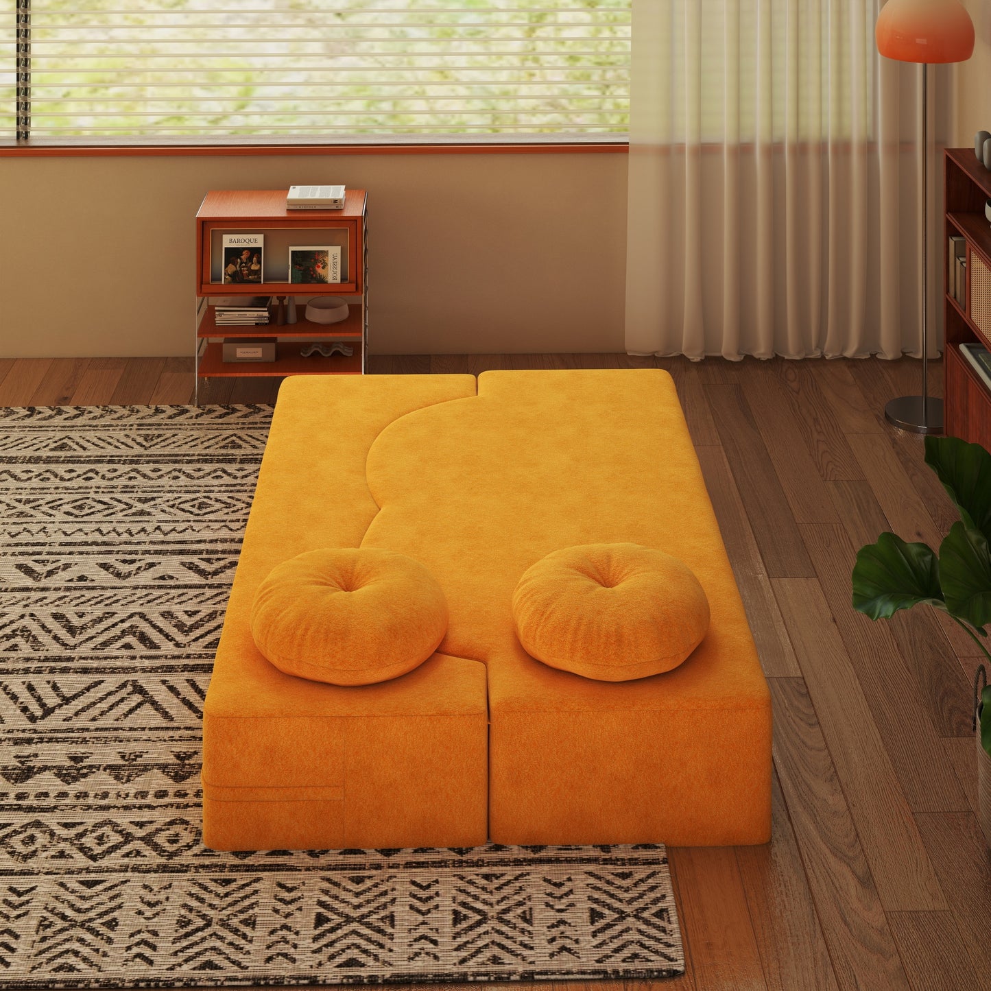75" Yellow Polyester Loveseat Sofa Bed - Foam Cushion for Living Room
