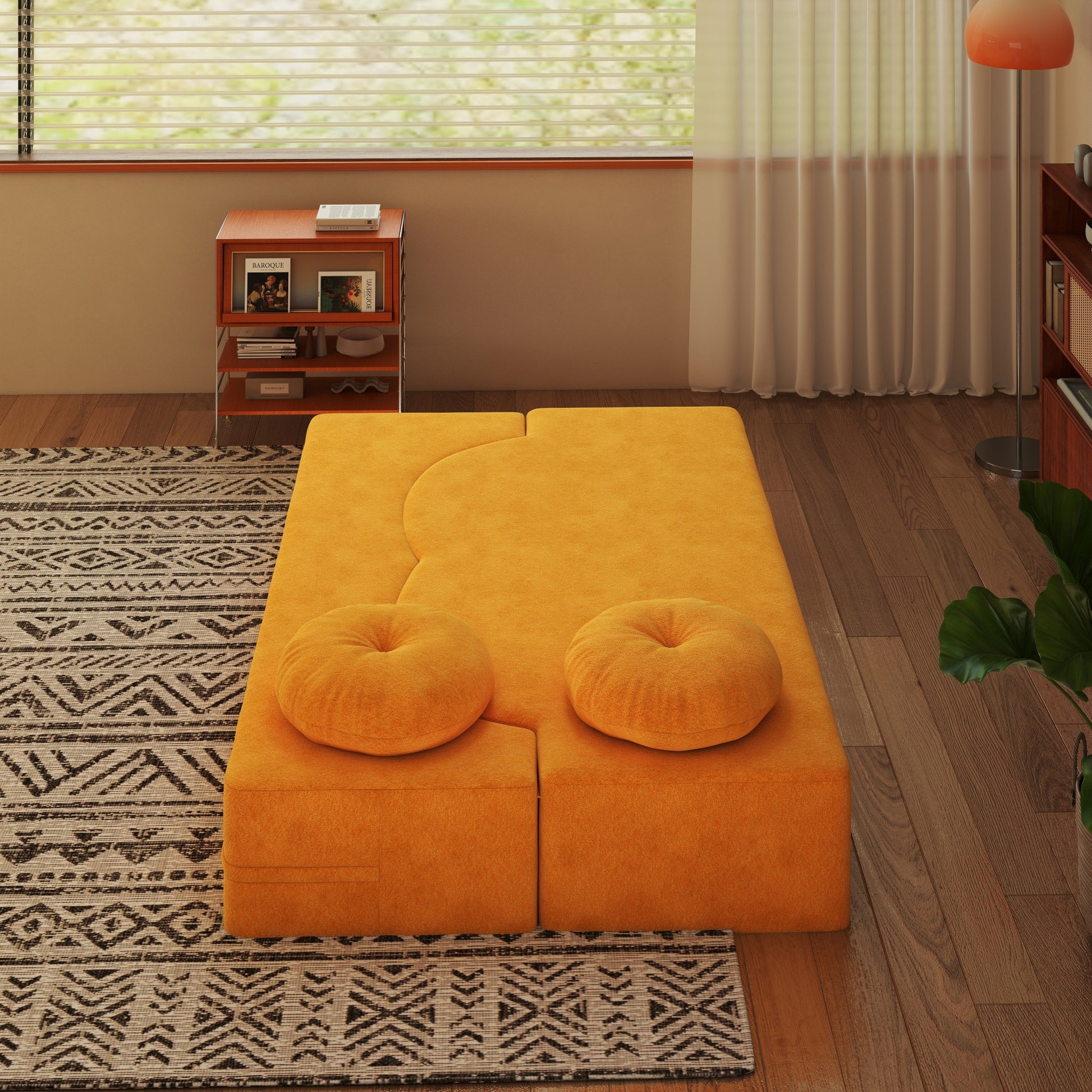 75" Yellow Polyester Loveseat Sofa Bed - Foam Cushion for Living Room